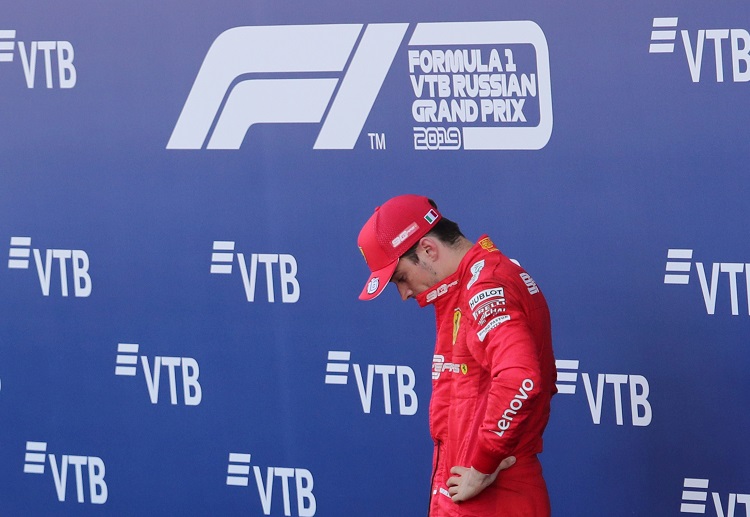 Charles Lecler looks dejected after failing to seal the top podium of the Russian Grand Prix