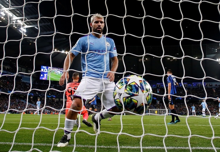 Sergio Aguero scores twice for Manchester City in their Champions League 5-1 victory over Atalanta
