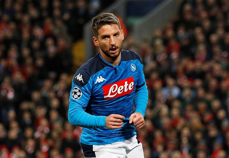 Dries Mertens scores Napoli's opener for Champions League clash with Liverpool after the 21st minute