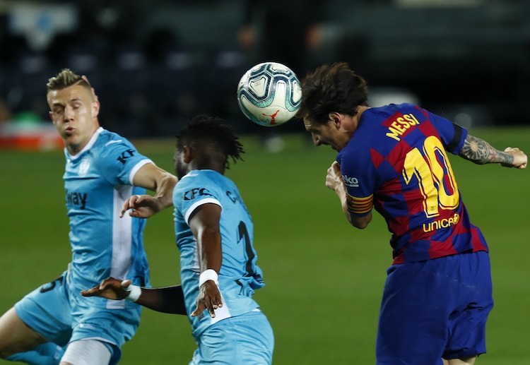 Lionel Messi scores Barcelona's second goal over Leganes in La Liga