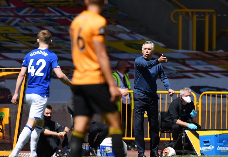Carlo Ancelotti is frustrated following a disappointing loss to the Wolves in the Premier League