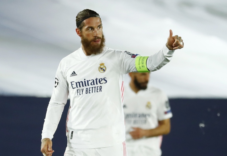 Sergio Ramos cetak gol ke-100 nya untuk Real Madrid saat melakoni ajang Liga Champions