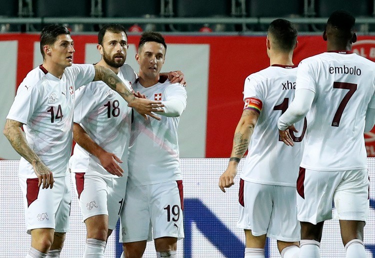 国际友谊赛 瑞士 的扎卡的行动瞬间