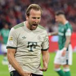 德甲联赛 拜仁前锋哈里·凯恩在上轮比赛中攻入两球，迎来个人第100个进球。