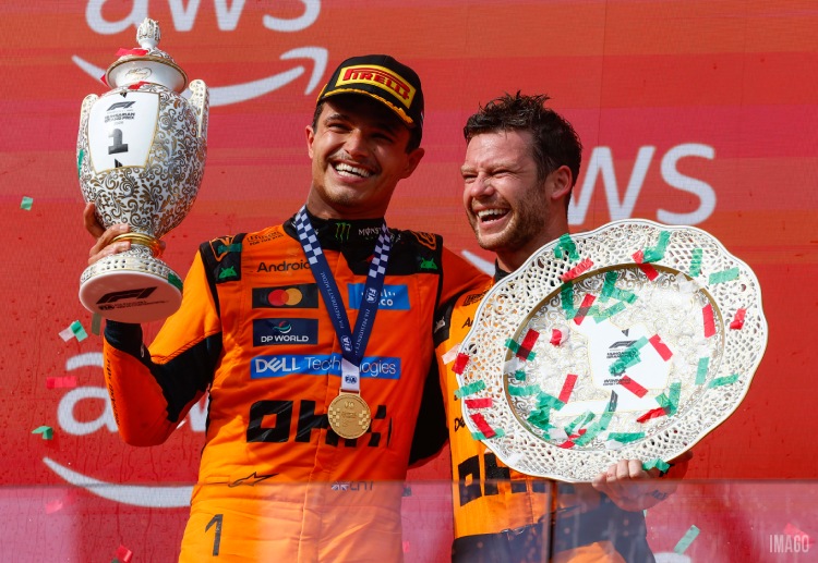 McLaren's Lando Norris has lifted his first trophy in the 2026 Formula 1 season after winning in Hungary